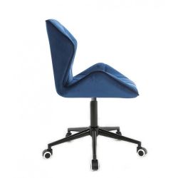 Kosmetická židle MILANO MAX VELUR na černé podstavě s kolečky - modrá