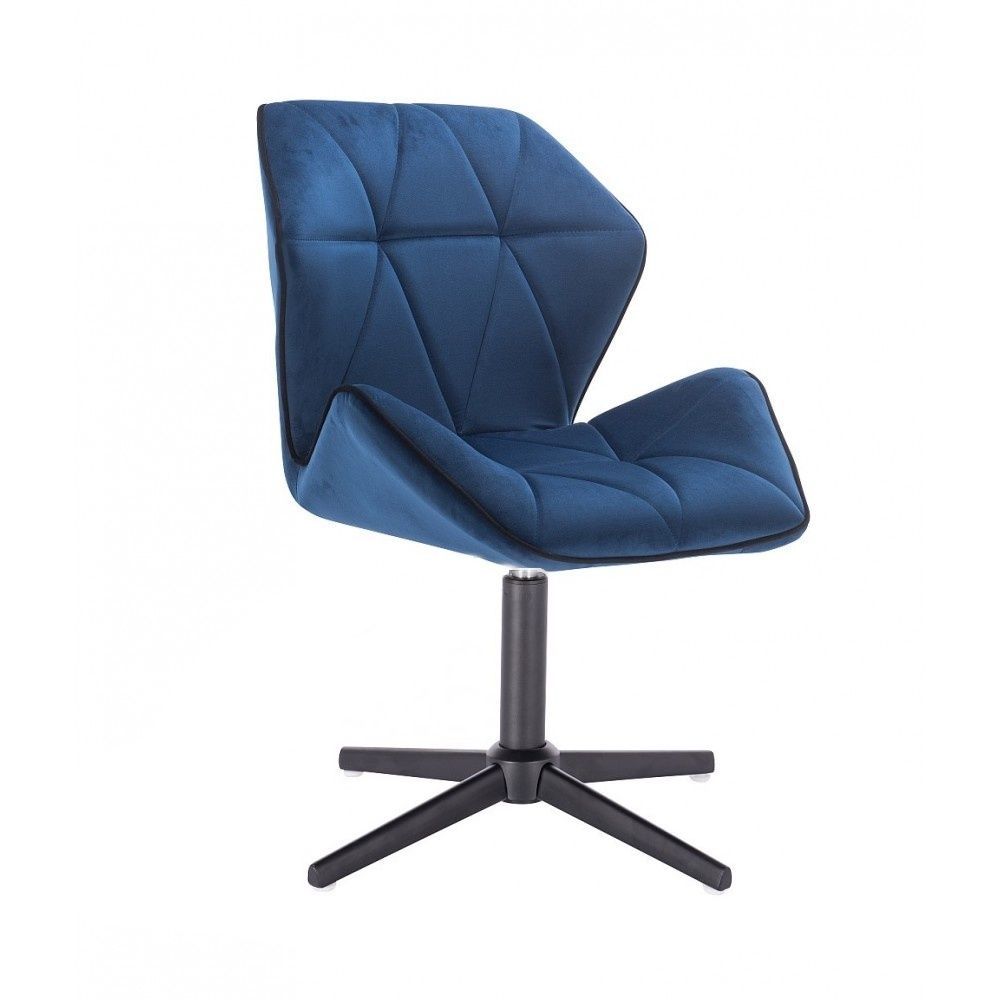 Kosmetická židle MILANO MAX VELUR na černém kříži - modrá