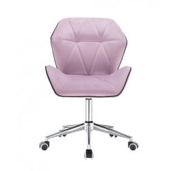 Kosmetická židle MILANO MAX VELUR na stříbrné podstavě s kolečky - fialový vřes