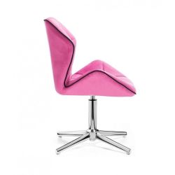 Kosmetická židle MILANO MAX VELUR na stříbrném kříži - růžová