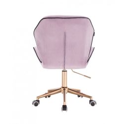 Kosmetická židle MILANO MAX VELUR na zlaté základně s kolečky - fialový vřes