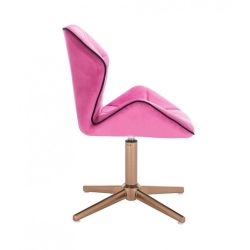 Kosmetická židle MILANO MAX VELUR na zlatém kříži - růžová