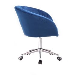 Kosmetická židle VENICE VELUR na stříbrné podstavě s kolečky - modrá