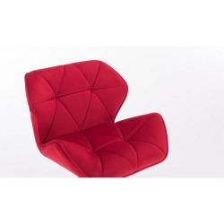 Kosmetická židle MILANO VELUR na zlaté podstavě s kolečky - červená