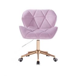 Kosmetická židle MILANO VELUR na zlaté podstavě s kolečky - fialový vřes