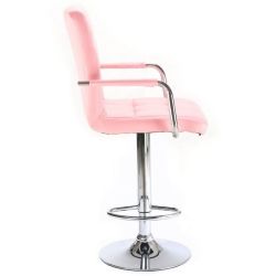 Barová židle VERONA na stříbrné kulaté podstavě - růžová