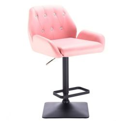Barová židle LION na černé základně - růžová