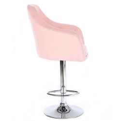 Barová židle ROMA na stříbrné kulaté podstavě - růžová