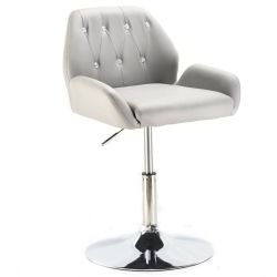 Kosmetická židle LION na stříbrné kulaté podstavě - šedá