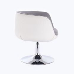 Kosmetická židle MONTANA na stříbrné kulaté podstavě - šedobílá