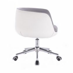 Kosmetická židle MONTANA na stříbrné podstavě s kolečky - šedobílá