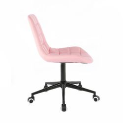 Kosmetická židle PARIS na černé podstavě s kolečky - růžová