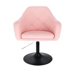 Kosmetická židle ROMA na černé kulaté podstavě - růžová