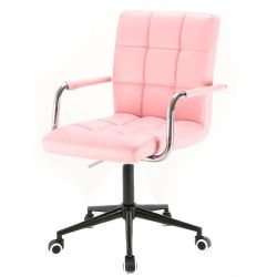 Kosmetická židle VERONA na černé podstavě s kolečky - růžová