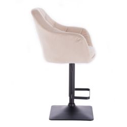 Barová židle ANDORA VELUR na černé podstavě - krémová