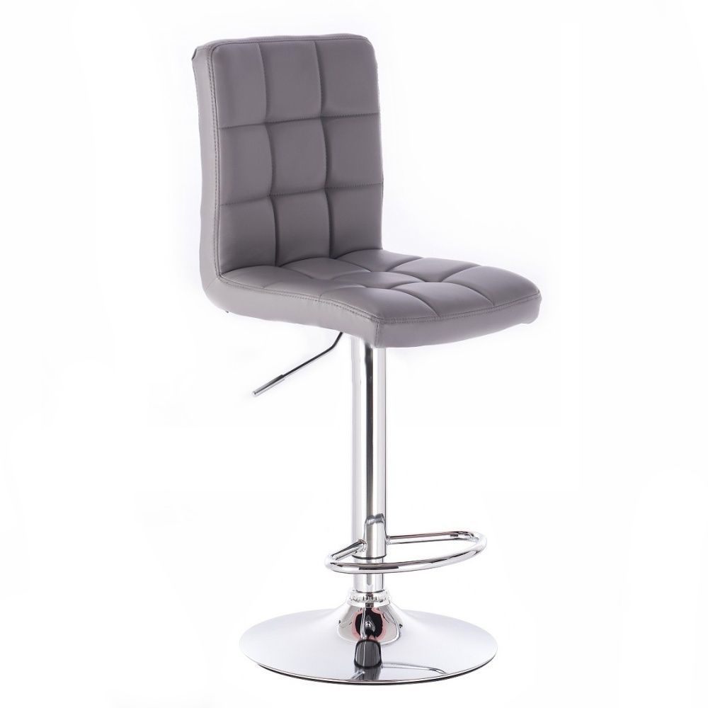 Barová židle TOLEDO na stříbrné kulaté podstavě - šedá