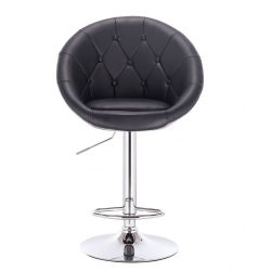 Barová židle VERA na stříbrné kulaté podstavě - černá