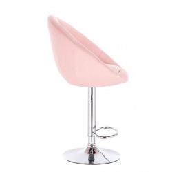 Barová židle VERA na stříbrné kulaté podstavě - růžová