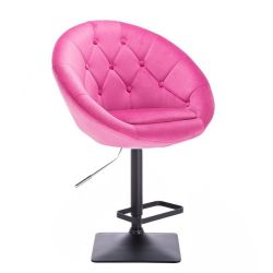 Barová židle VERA VELUR na černé podstavě - růžová