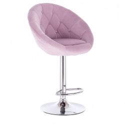Barová židle VERA VELUR na stříbrné kulaté podstavě - fialový vřes