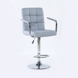 Barová židle VERONA na stříbrné kulaté podstavě - šedá
