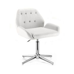Kosmetická židle LION na stříbrném kříži - bílá