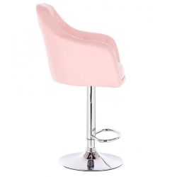 Barová židle ANDORA na kulaté chromové základně - růžová