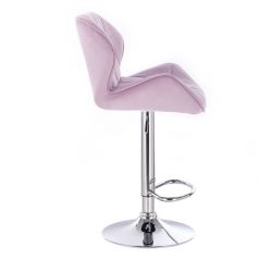 Barová židle MILANO VELUR na kulaté stříbrné podstavě - fialový vřes
