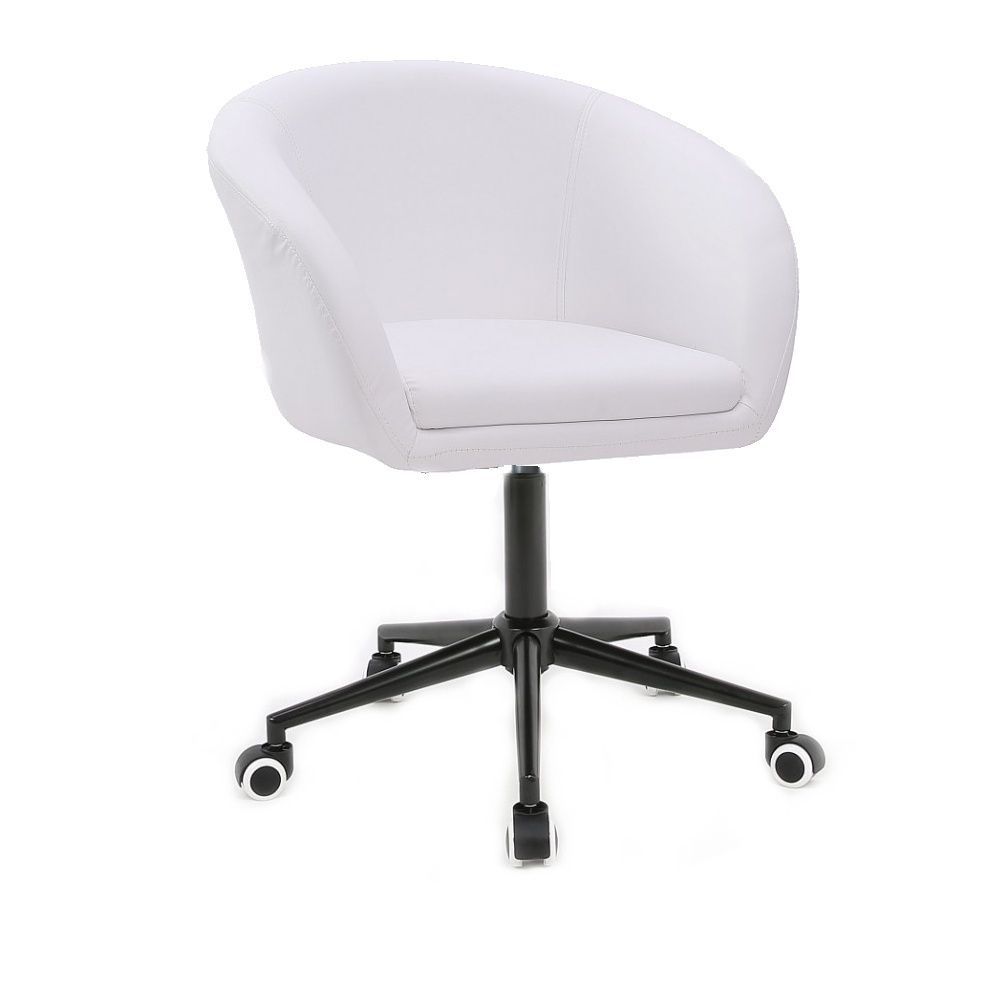 Kosmetická židle VENICE na černé podstavě s kolečky - bílá