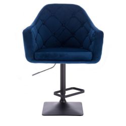 Barová židle ANDORA VELUR  na černé podstavě - modrá