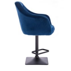 Barová židle ANDORA VELUR  na černé podstavě - modrá