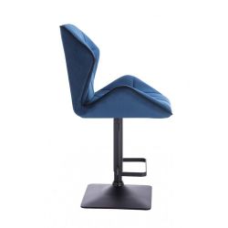 Barová židle MILANO MAX VELUR na černé podstavě - modrá
