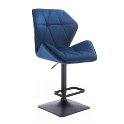 Barová židle MILANO MAX VELUR na černé podstavě - modrá