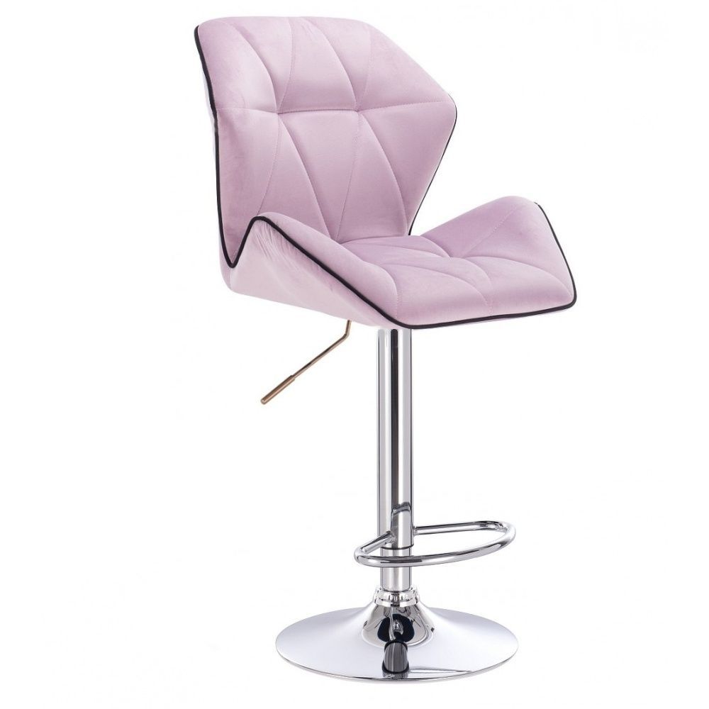 Barová židle MILANO MAX VELUR na stříbrném talíři - fialový vřes