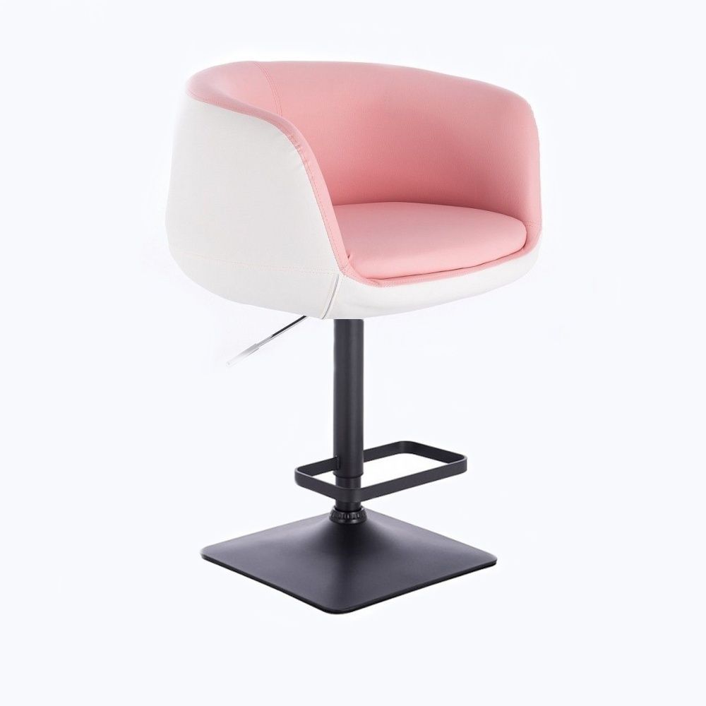 Barová židle MONTANA na černé podstavě - bílo-růžová