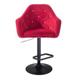 Barová židle ROMA VELUR na černém talíři - červená
