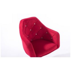 Barová židle ROMA VELUR na černém talíři - červená