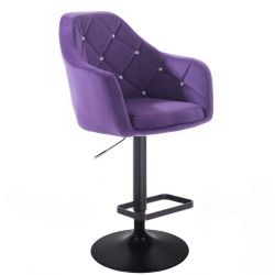 Barová židle ROMA VELUR na černém talíři - fialová