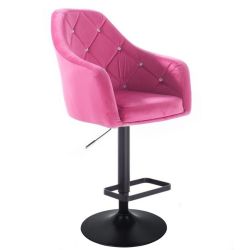 Barová židle ROMA VELUR na černém talíři - růžová