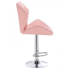 Barová židle MILANO MAX na stříbrném talíři - růžová