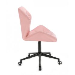 Kosmetická židle MILANO MAX na černé podstavě s kolečky - růžová