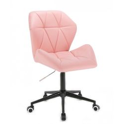 Kosmetická židle MILANO MAX na černé podstavě s kolečky - růžová