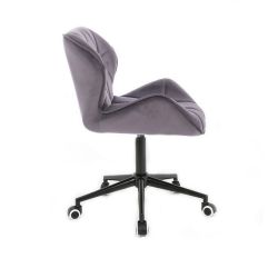 Kosmetická židle MILANO VELUR na černé podstavě s kolečky - tmavě šedá
