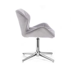 Kosmetická židle MILANO VELUR na stříbrném kříži - světle šedá