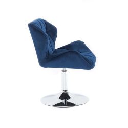 Kosmetická židle MILANO VELUR na stříbrném talíři - modrá