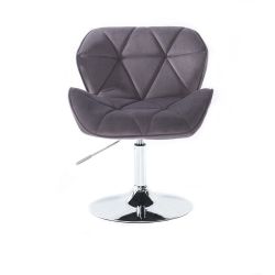 Kosmetická židle MILANO VELUR na stříbrném talíři - tmavě šedá