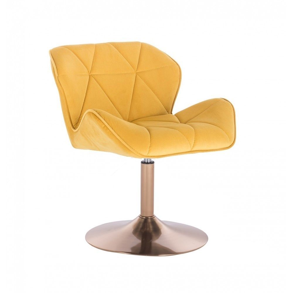 Kosmetická židle MILANO VELUR na zlatém talíři - žlutá