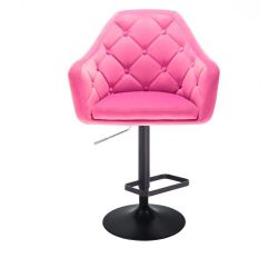  Barová židle ANDORA VELUR na černém talíři - růžová