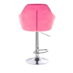  Barová židle ANDORA VELUR na stříbrném talíři - růžová