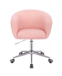 Kosmetická židle VENICE na stříbrné podstavě s kolečky - růžová